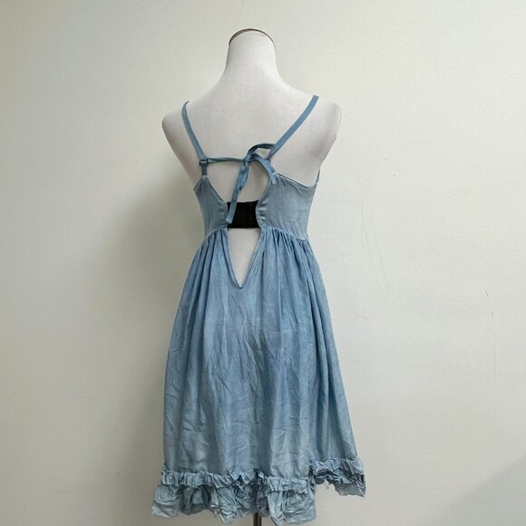 Eairth Stargazer blue bustier slip dress Anthropologie NWT 1 Xs S Silk - Picture 7 of 12